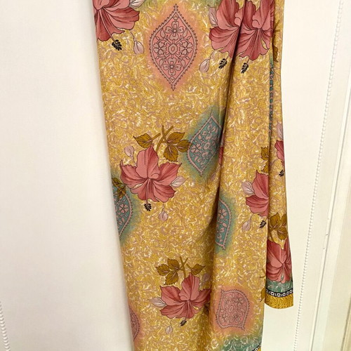 Hibiscus Silk Pareo Sea Pattern New, Brown Beige