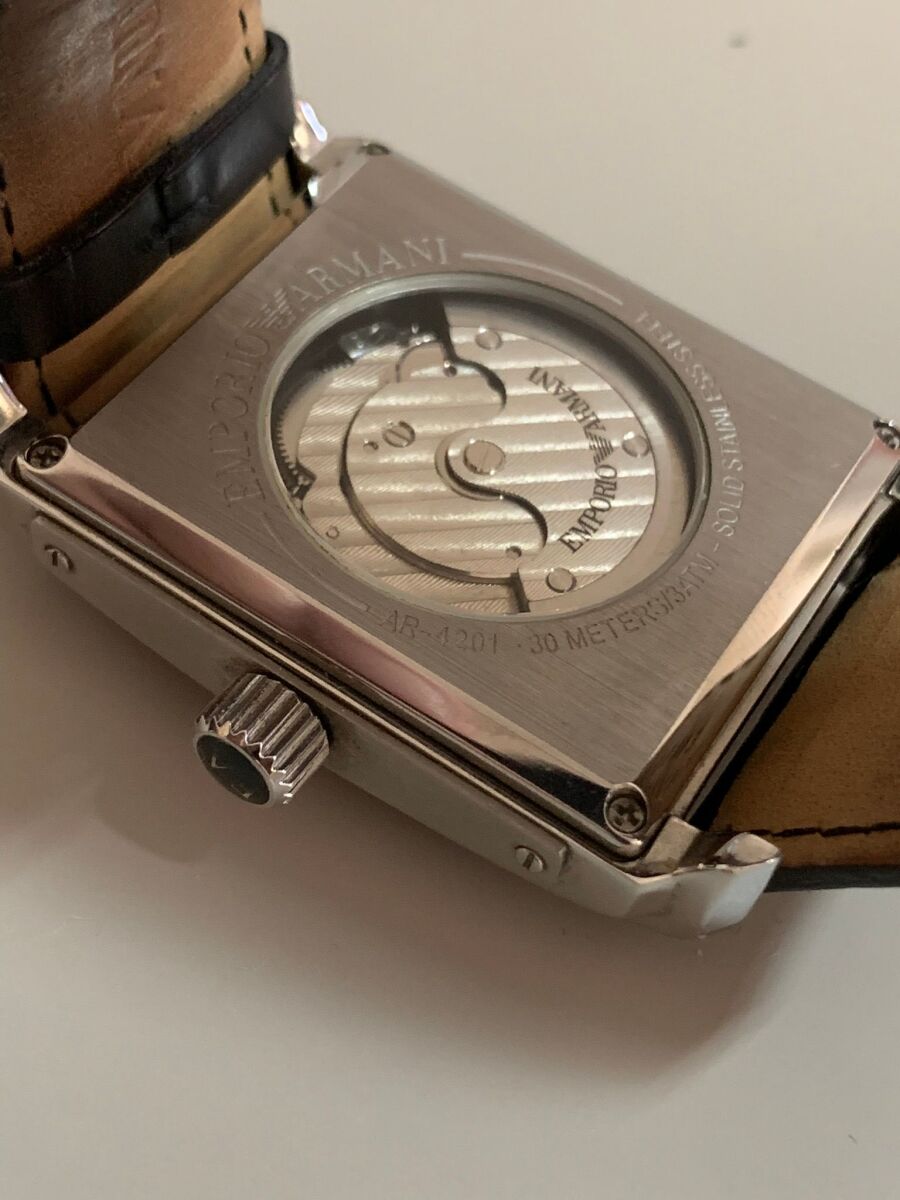 箱付き】EMPORIO ARMANI 自動巻き 腕時計 MECCANICO 箱付き 稼働品 