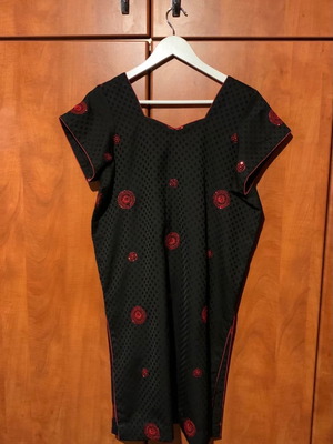 Dress one size black with red embroidery used