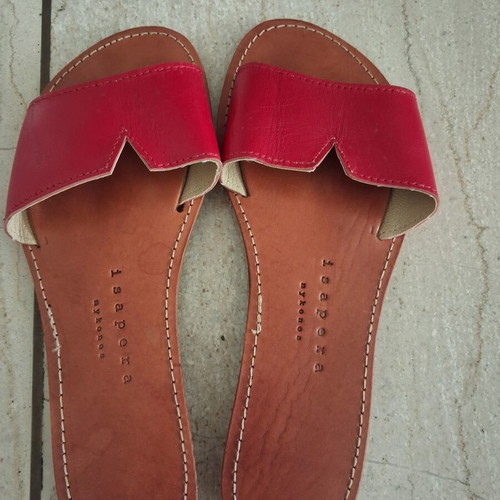Leather sandals red size 40 like new