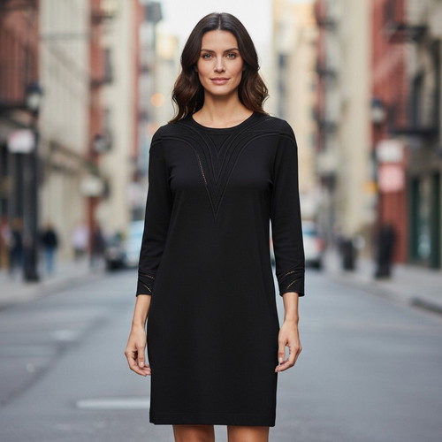 IRO Paris Cadonia black crepe mini dress with embroidered cutouts and sleeves, size FR 36 US 4