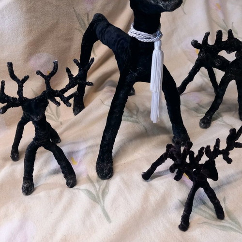 Christmas reindeer handmade used, set of 5 pieces