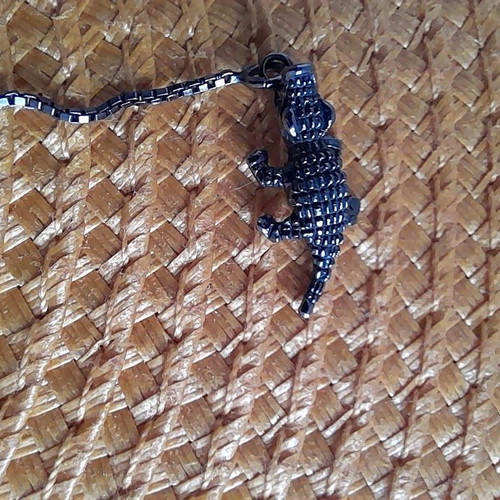 Diesel silver 925 small crocodile necklace, adjustable length