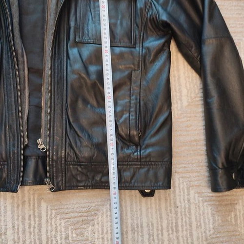 X-SOMA Real Leather Jacket used, size L-XL, black with removable hood