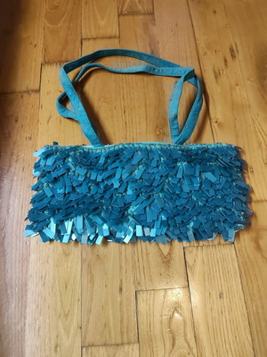Turquoise Embellished Evening Clutch Bag with Sequins and Beads by Achilleas Accessories like new