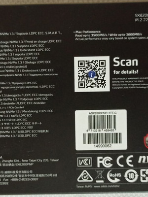 Adata XPG SX8200 Pro SSD 1TB M.2 NVMe PCI Express 3.0 σαν καινούργιο