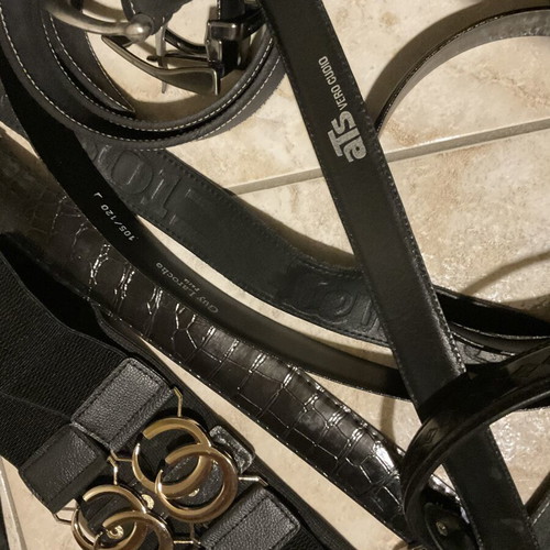 Set of 9 belts with new Polo Star waist bag and scarf, like new
