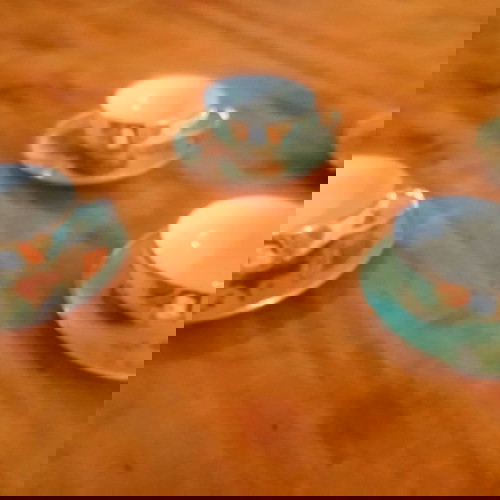 Πορσελάνινα φλυτζανάκια του τσαγιού με κινέζικο θέμα καινούργια, σετ 4 τεμαχίων