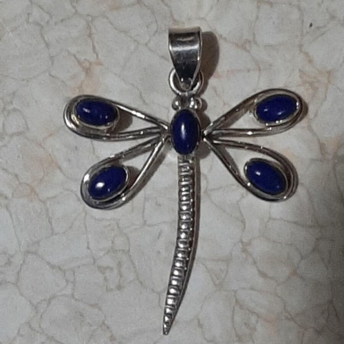 Dragonfly pendant silver 925 with lapis lazuli new