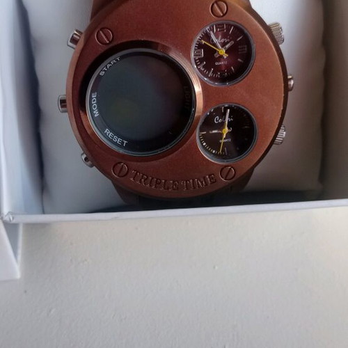 Colori Tripletime Quartz Watch new with brown silicone strap