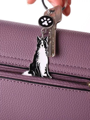 Μπρελόκ σκύλος Border Collie καινούργιο, μαύρο και άσπρο
