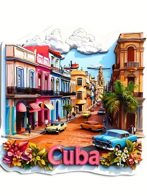 Cuba magnet new, colorful with Havana theme