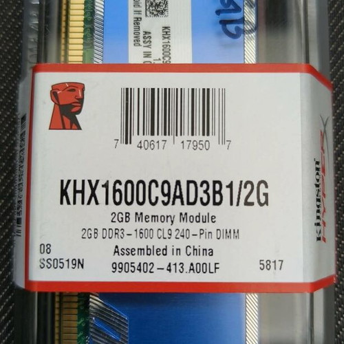 Kingston HyperX KHX1600C9AD3B1/2G DDR3 2GB 1600MHz new