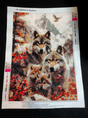 Handmade Canvas Wolves Diamond Art like new