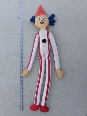 Vintage plush juggler toy, 1980s