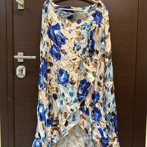 Reline summer skirt and blouse set used, beige and blue, size M