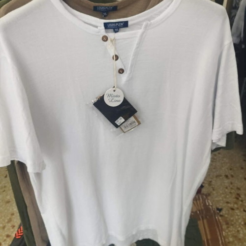 Linen men's short-sleeve shirt with buttons white, sizes 3XL-6XL