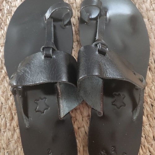 Leather Classic Greek Sandals black size 38 new, handmade