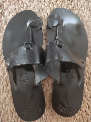 Leather Classic Greek Sandals black size 38 new, handmade
