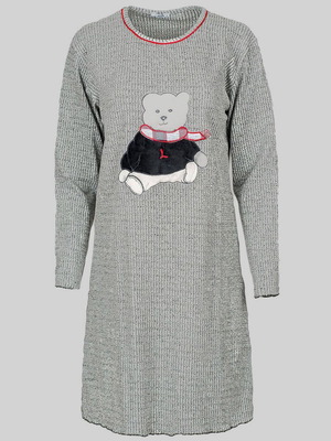 Luna midi νυχτικό αφόρετο, χειμωνιάτικο, γκρι με αρκουδάκι