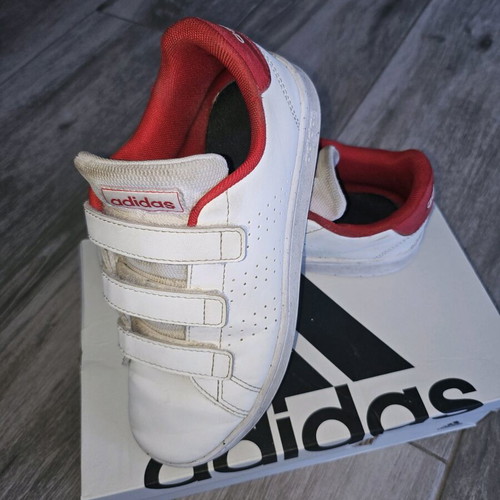 Adidas athletic shoes used, size 35, white and red