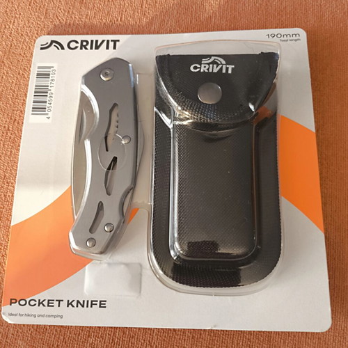 Pocket knife new with stainless steel blade and aluminum handle