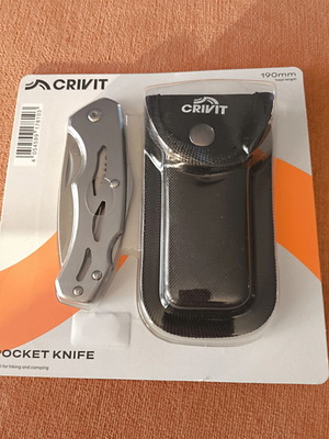 Pocket knife new with stainless steel blade and aluminum handle