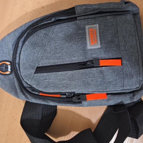 Modern men's shoulder bag new, gray and orange