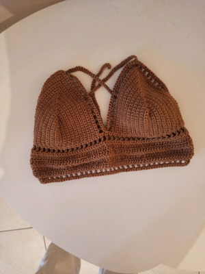 Handmade knitted summer boho top new, brown