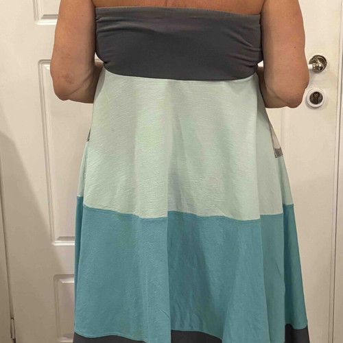 Strapless dress used, size L, gray and green by Heel