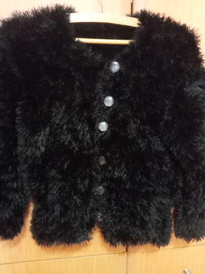 Handmade cardigan like new, black with shiny yarn and buttons