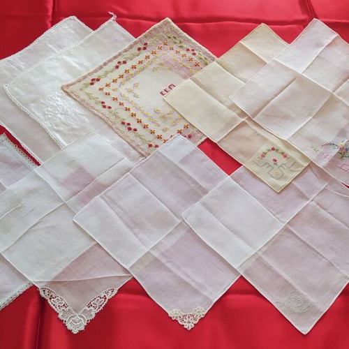 Vintage collection of 40 used embroidered linens