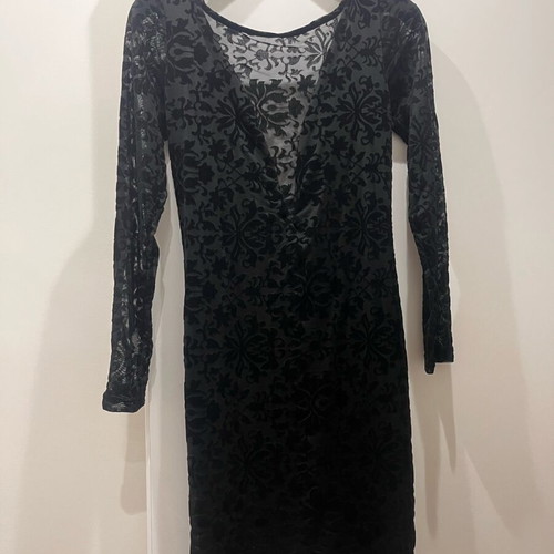 Lace dress with open back S/M like new, black and brown