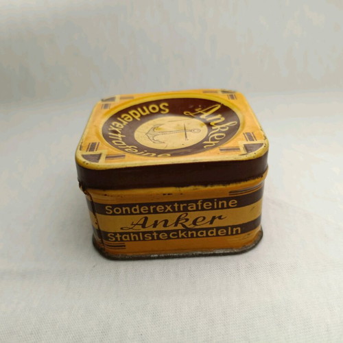 "Anker" Anchor vintage rare collectible sewing pin box used