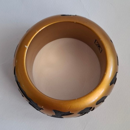 Louis Vuitton Leopard Monogram Wood Lacquer Bangle Bracelet used, black gold