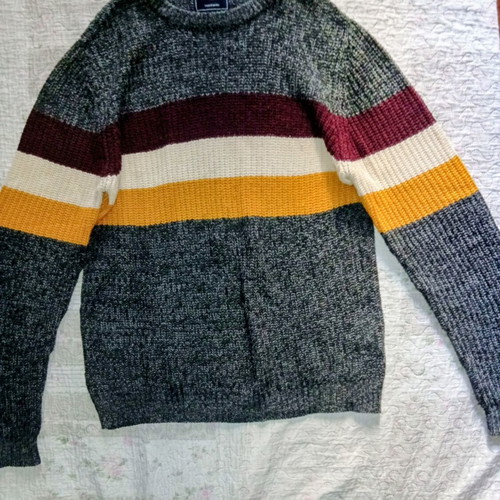 TRN1961 men's knit sweater size M new, striped