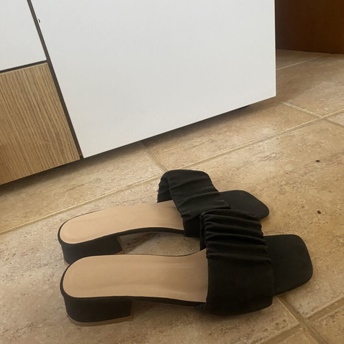 Black ruched low heel mules size 38 like new