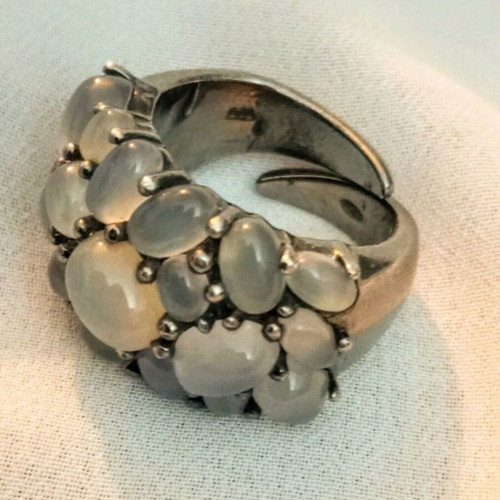 Balmain 925 Silver Ring used with Black Plating and Semi-Precious Stones No. 54