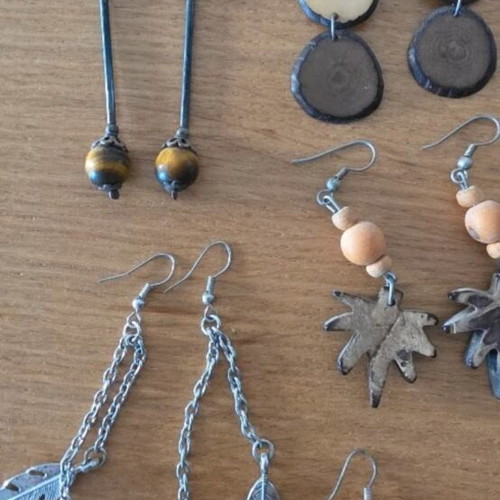 Boho earrings set used, 11 pairs multicolor