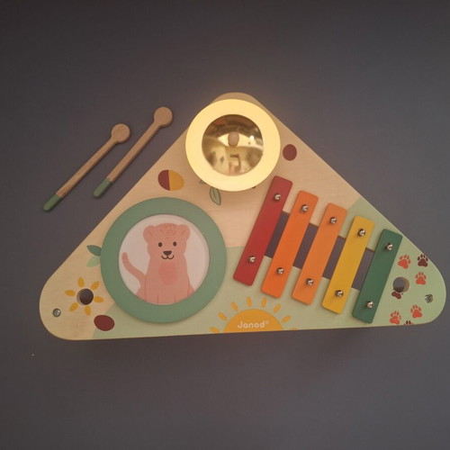 Janod musical play table with xylophone, cymbal and drum