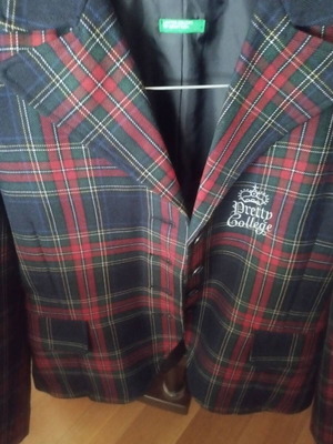 Σακάκι καρό Benetton σαν καινούργιο, μπλε και κόκκινο