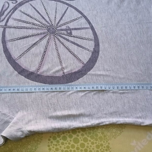 Women's gray short-sleeve blouse used, size XL, vintage bicycle print
