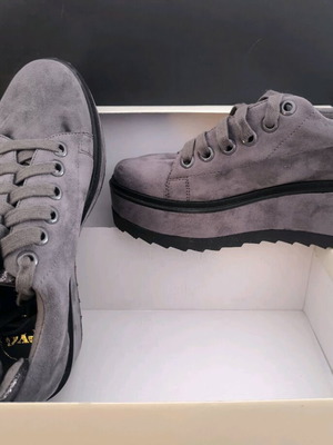 Exe γυναικεία sneakers πλατφόρμα από δέρμα suede γκρι-μωβ καινούργια