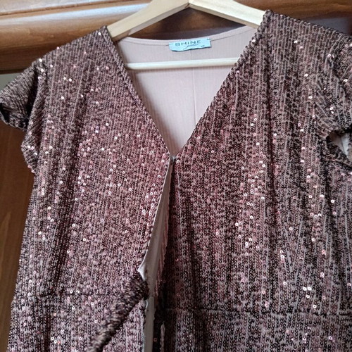 Dress for wedding or christening like new, size L, dark brown rose gold
