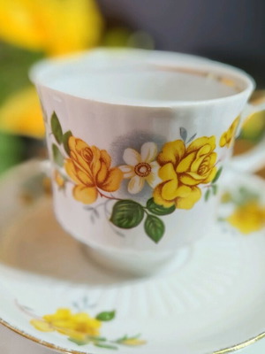 Tea cup and side plate Queen Anne of Tischenruth porcelain like new