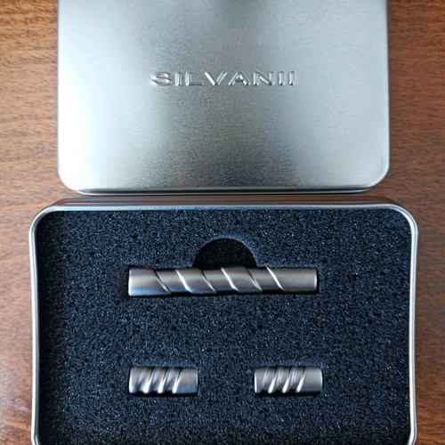 Salvanii cufflinks and tie clip set new silver