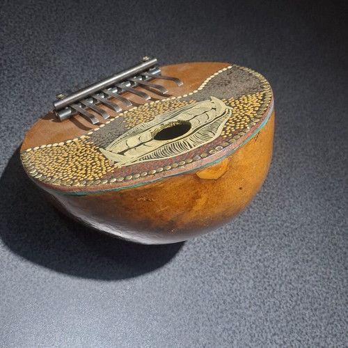 Handmade Kalimba from Coconut Shell (7 Keys) Ethnic Decorative & Musical Instrument