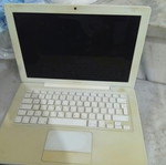 Apple MacBook white laptop