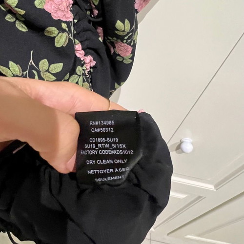 For love & lemons silk dress like new, black with floral print