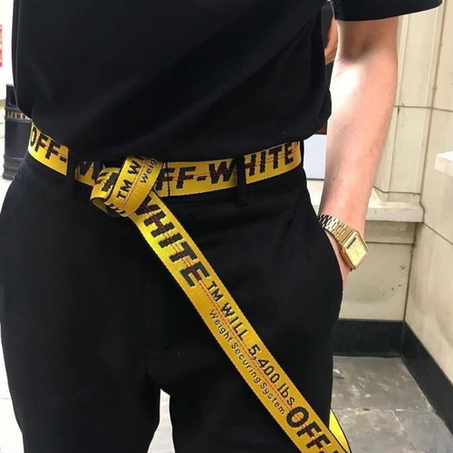 Off-White industrial ζώνη καινούργια, ρυθμιζόμενη, κίτρινη